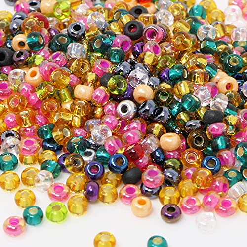 Rocailles Perlenmix 650 Stück Glasperlen 3mm Bunt 8/0 metallic opak und transparent Farben-Mix -712 von Schmuck-Traumwelt