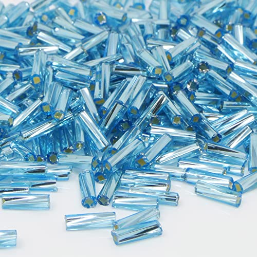 Rocailles-Stifte 7mm Hellblau Röhrchen getwistet 460x Perlen Tubes zum Basteln von Schmuck-Traumwelt