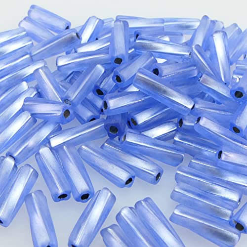 Rocailles-Stifte Tubes getwistet 100x Röhrchen 10mm Blau mit Silbereinzug Perlen von Schmuck-Traumwelt