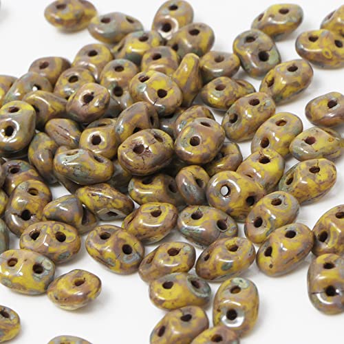 Twin Beads 5mm Super Duo tschechische Glasperlen 100 St. Braun Travertin Perlen zum Basteln von Schmuck-Traumwelt