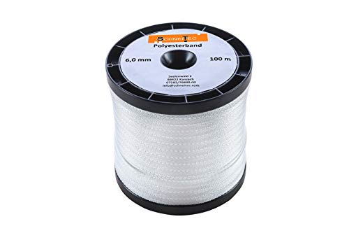 SchneiTec Polyesterband 100% Polyester 6 mm breit weiß 100 m Polyester Kordel Band… von SchneiTec