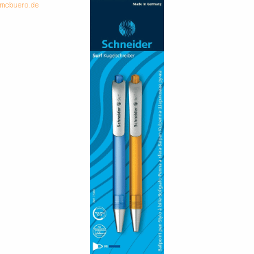 10 x Schneider Kugelschreiber Surf M blau Blisterkarte sortiert VE=2 S von Schneider