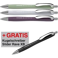 3 + 1 GRATIS: Schneider Kugelschreiber Slider Rave XB farbsortiert, Schreibfarbe: blau, 3 St. + GRATIS 1 St. von Schneider