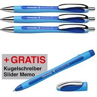 AKTION: Schneider Kugelschreiber Slider Rave XB blau Schreibfarbe blau, 3 St. + GRATIS Schneider Kugelschreiber Slider Memo XB von Schneider