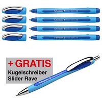 AKTION: Schneider Kugelschreiber Slider Memo blau Schreibfarbe blau, 4 St. + GRATIS Schneider Kugelschreiber Slider Rave XB blau von Schneider