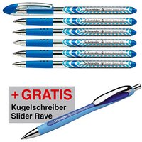 AKTION: Schneider Kugelschreiber Slider Basic blau Schreibfarbe blau, 6 St. + GRATIS Slider Kugelschreiber Rave XB, blau von Schneider