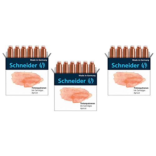 SCHNEIDER 3 Packungen mit 6 Tintenpatronen für Füllfederhalter, Pastellfarben, Apricot SCHNEIDER 3 Packungen mit 6 Tintenpatronen für Füllfederhalter, Pastellfarben, Apricot von Schneider