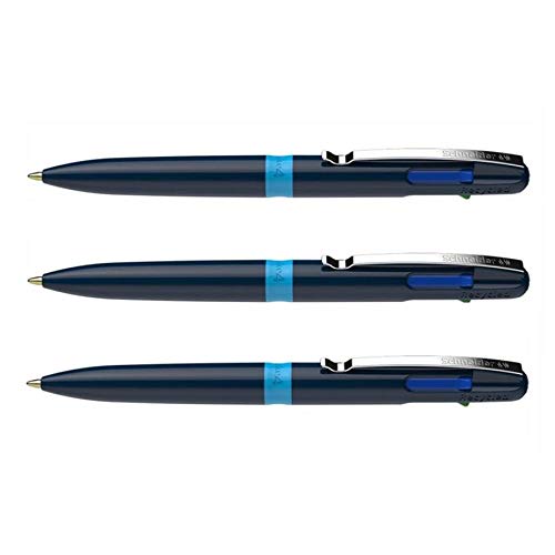 SCHNEIDER Kugelschreiber Take 4, Blau, mittlere Spitze, 4 Farben, 3 Stück von Schneider