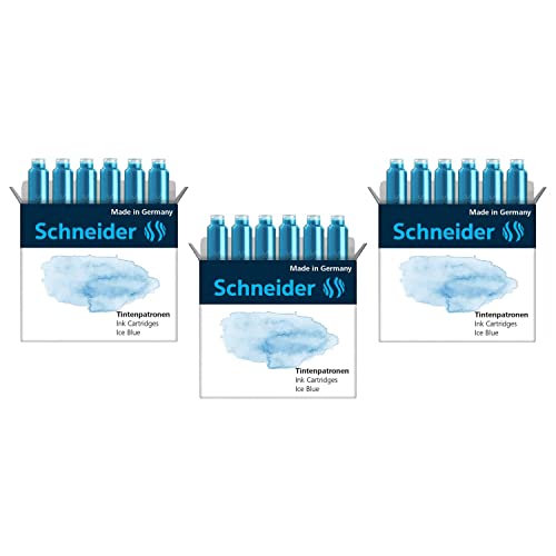 SCHNEIDER Set mit 3 Patronen mit je 6 Tintenpatronen für Füllfederhalter Pastell Ice Blue SCHNEIDER Set mit 3 Patronen mit je 6 Tintenpatronen für Füllfederhalter Pastell Ice Blue von Schneider