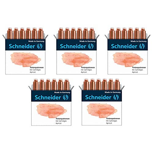SCHNEIDER Tintenpatronen für Füllfederhalter, Pastell, Aprikose, 5 Packungen mit 6 Stück SCHNEIDER Tintenpatronen für Füllfederhalter, Pastell, Aprikose, 5 Packungen mit 6 Stück von Schneider