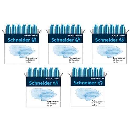 SCHNEIDER Tintenpatronen für Füllfederhalter, Pastell, Ice Blue, 5 Stück von Schneider