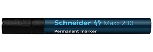 Schneider 12 Stück Marker Permanent Maxx 230, Rundspitze, schwarz wiederaufladbar (123001) von Schneider