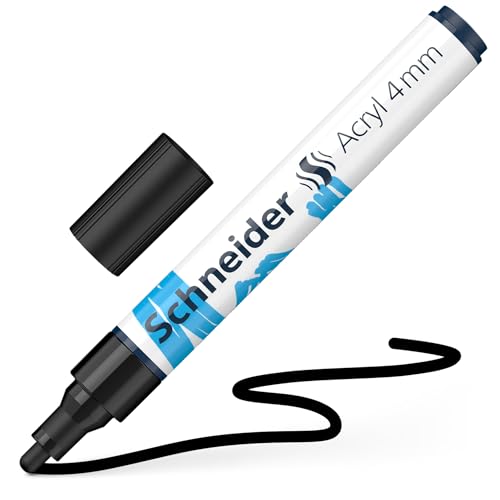 Schneider 120201 Paint-It Acrylstift (mit 4 mm Rundspitze, hochdeckende Acrylfarben für Holz, Leinwand, Stein uvm.) 1 Stück, schwarz von Schneider