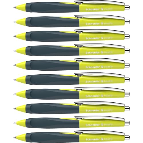 Schneider 135343 Haptify Kugelschreiber (Strichstärke M, Schreibfarbe: blau) 10er Pack, gelb-deep ocean von Schneider