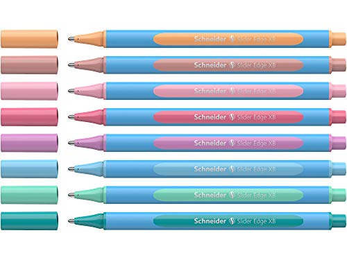 Schneider 152289 Slider Edge Pastell XB Kugelschreiber (Dreikant-Stifte mit Strichbreite XB) 8 Stück sortiert von Schneider