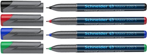 Schneider 220 S Universal-Marker (Permanent) 4er Etui schwarz/rot/blau/grün von Schneider
