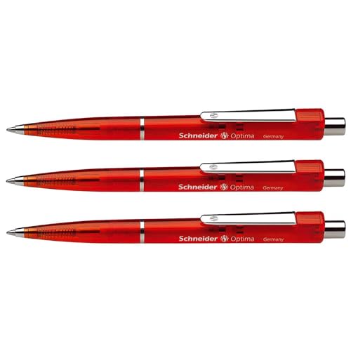 Schneider 3 Stück Kugelschreiber Optima rot pte Durchschnitt rot von Schneider