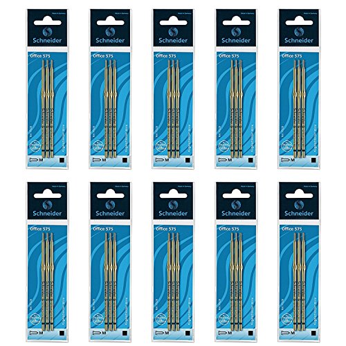 Schneider 77220 Office 575 M Metallmine für Kugelschreiber, mittel, schwarz (10 x 3er Pack) von Schneider