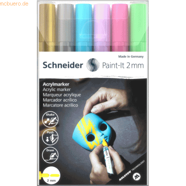 Schneider Acrylmarker Paint-It 310 2mm VE=6 Farben von Schneider