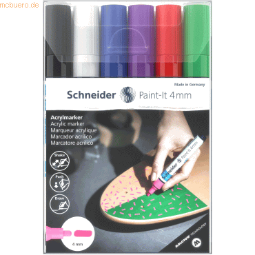 Schneider Acrylmarker Paint-It 320 4mm VE=6 Farben von Schneider