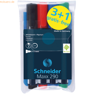 Schneider Board-Marker Maxx 290 nachfüllbar 2-3 mm sortiert 4er Etui von Schneider