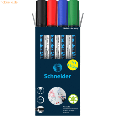 Schneider Board-Marker Maxx 293 nachfüllbar 2+5mm VE=4 Farben von Schneider