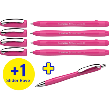 Schneider Kugelschreiber 4x Slider Memo XB + 1x Slider Rave XB power p von Schneider