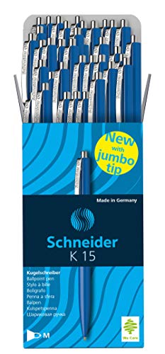 Schneider Kugelschreiber K15, Schreibfarbe blau, 50 Stück blau (Schreibfarbe: Blau) von Schneider