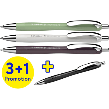 Schneider Kugelschreiber Slider Rave XB Trend 25, Box 4 Stück sortiert von Schneider