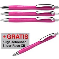 3 + 1 GRATIS: Schneider Kugelschreiber Slider Rave XB pink, Schreibfarbe: blau, 3 St. + GRATIS 1 Slider Rave XB pink 3 + 1 GRATIS: Schneider Kugelschreiber Slider Rave XB pink, Schreibfarbe: blau, 3 St. + GRATIS 1 Slider Rave XB pink von Schneider