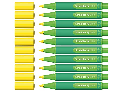 Schneider Link-It Fasermaler (Filzstifte mit 1,0 mm Strichstärke, einfach zusammenstecken und beliebig kombinieren) 10 Stück, Gelb von Schneider