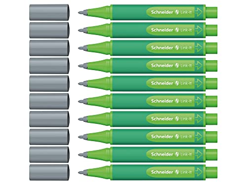 Schneider Link-It Fasermaler (Filzstifte mit 1,0 mm Strichstärke, einfach zusammenstecken und beliebig kombinieren) 10 Stück, Grau von Schneider