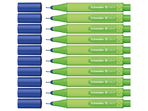 Schneider Link-It Fineliner (Superfeine Stifte mit 0,4 mm Strichstärke, einfach zusammenstecken und beliebig kombinieren)10 Stück, Dunkelblau von Schneider