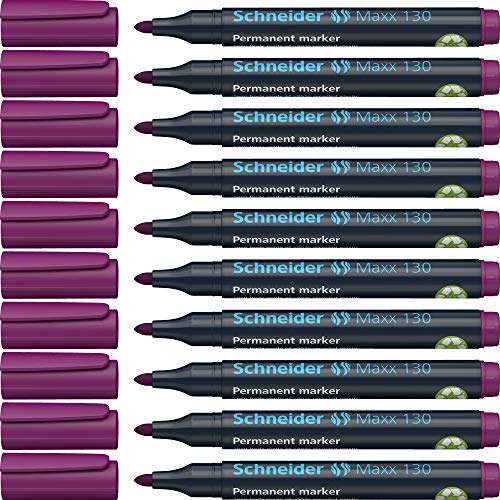 Schneider Maxx 130 Permanent-Marker mit Rundspitze (Strichstärke: 1-3 mm, nachfüllbar) 10er Packung violett von Schneider