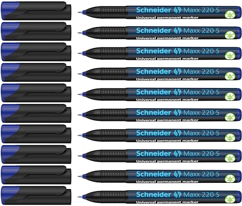 Schneider Maxx 220 S Universal-Marker (permanent, Cap-Off-Ink, 0,4 mm) 10er Packung blau von Schneider