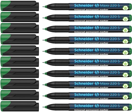 Schneider Maxx 220 S Universal-Marker (permanent, Cap-Off-Ink, 0,4 mm) 10er Packung grün von Schneider