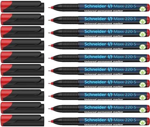 Schneider Maxx 220 S Universal-Marker (permanent, Cap-Off-Ink, 0,4 mm) 10er Packung rot von Schneider