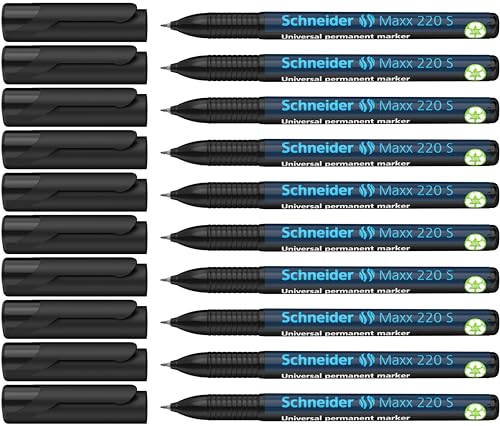 Schneider Maxx 220 S Universal-Marker (permanent, Cap-Off-Ink, 0,4 mm) 10er Packung schwarz von Schneider