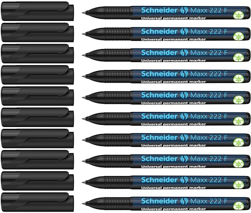 Schneider Maxx 222 F Universal-Marker (permanent, Cap-Off-Ink, nachfüllbar, 0,7 mm) 10er Packung schwarz von Schneider