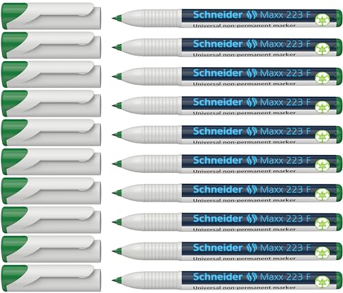 Schneider Maxx 223 F Universal-Marker (non-permanent, feucht abwischbar, 0,7 mm) 10er Packung grün von Schneider