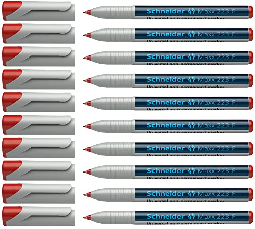 Schneider Maxx 223 F Universal-Marker (non-permanent, feucht abwischbar, 0,7 mm) 10er Packung rot von Schneider