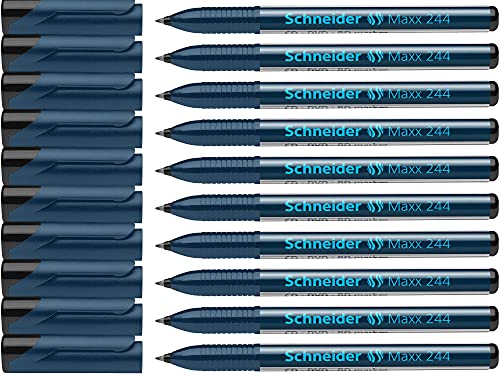 Schneider Maxx 244 CD-/DVD-/BD-Marker (permanente Cap-Off Tinte, 0,7 mm) 10er Packung schwarz von Schneider