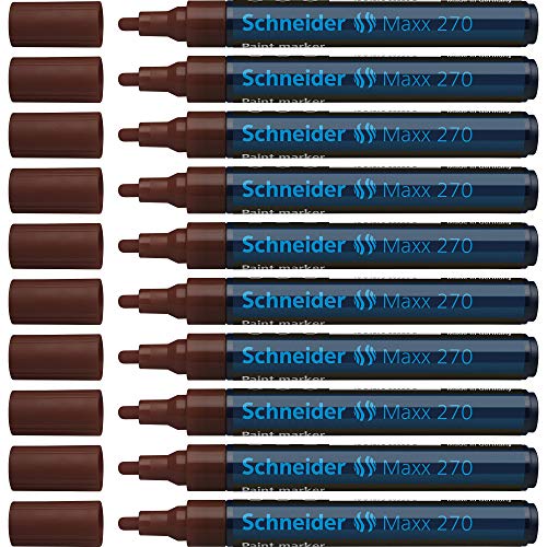 Schneider Maxx 270 Paint-Marker (Rundspitze, 1 - 3 mm, Spitze austauschbar) 10er Packung braun von Schneider