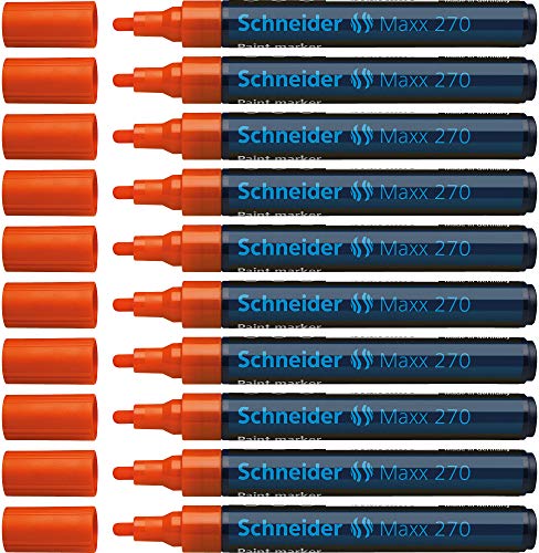 Schneider Maxx 270 Paint-Marker (Rundspitze, Spitze austauschbar, 1 - 3 mm) 10er Packung orange von Schneider