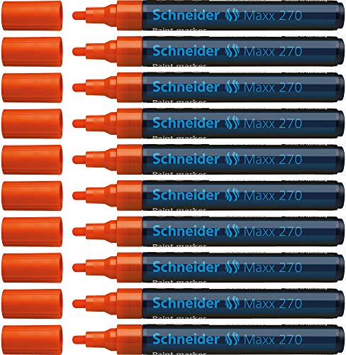 Schneider Maxx 270 Paint-Marker (Rundspitze, Spitze austauschbar, 1 - 3 mm) 10er Packung orange von Schneider