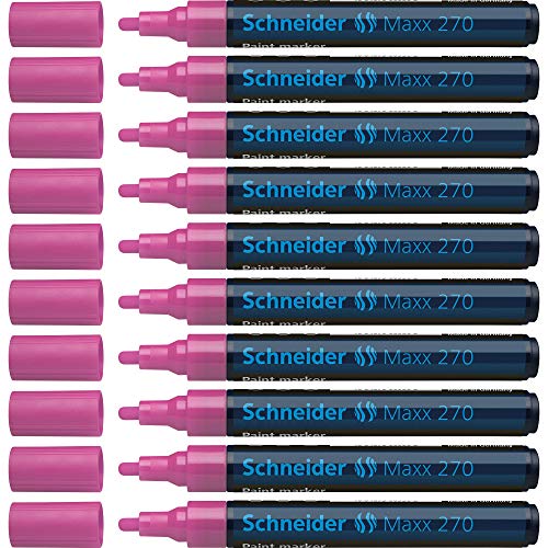 Schneider Maxx 270 Paint-Marker (Rundspitze, Spitze austauschbar, 1 - 3 mm) 10er Packung rosa von Schneider