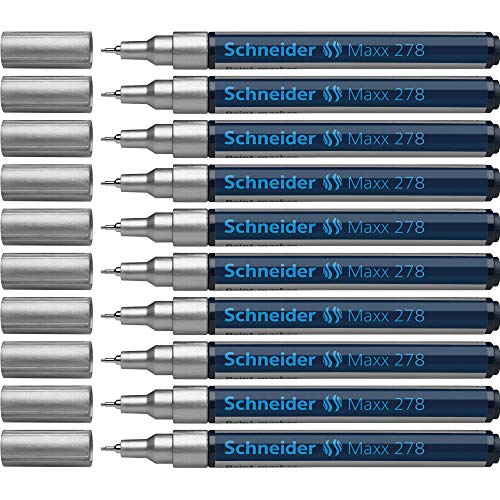 Schneider Maxx 278 Paint-Marker (Rundspitze, 0,8 mm) 10er Packung silber von Schneider