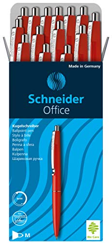 Schneider Office Kugelschreiber (Schreibfarbe: blau, Strichstärke M, dokumentenecht) 20er Packung rot von Schneider