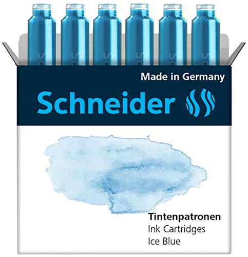 Schneider Pastell Tintenpatrone (Standard Patronen für Füller) Ice Blue, 6 Stück von Schneider