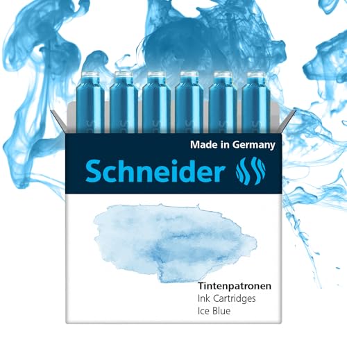 Schneider Pastell Tintenpatrone (Standard Patronen für Füller) Ice Blue, 6 Stück von Schneider